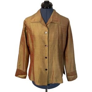 Elegant Gold Raw Silk Women's Blouse